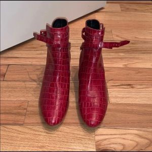 Genuine Leather Red Booties NWOT
